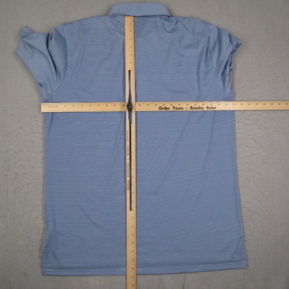 Holderness & Bourne Mens Perkins Polo Shirt XL Blue Striped Lakewood Club - Picture 7 of 10